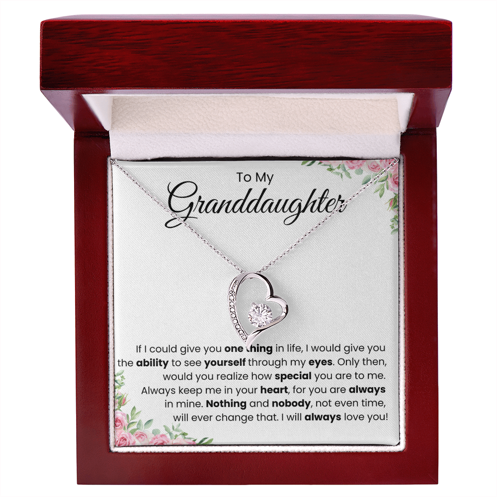 To My Granddaughter | "In Your Heart" Forever Love Keepsake Necklace