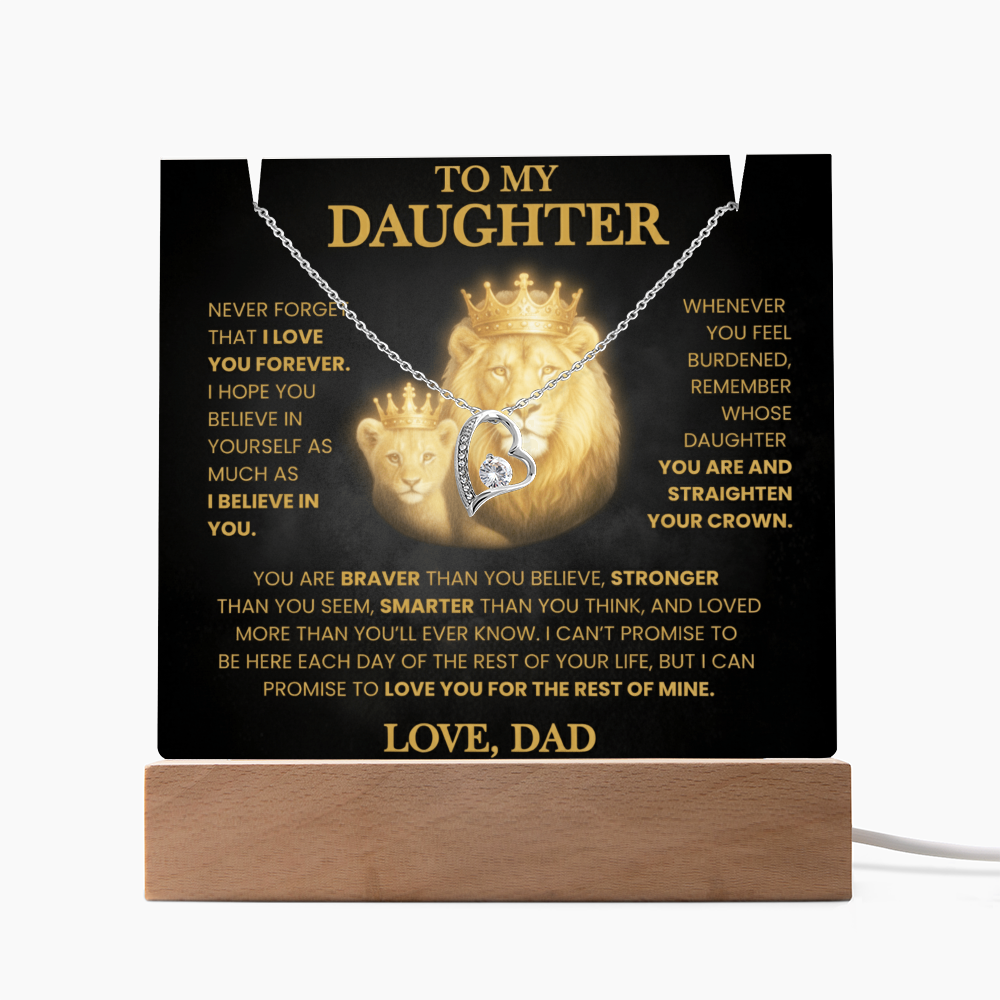 To My Daughter keepsake set with lighted plaque and necklace, and matching necklace shown together as a set