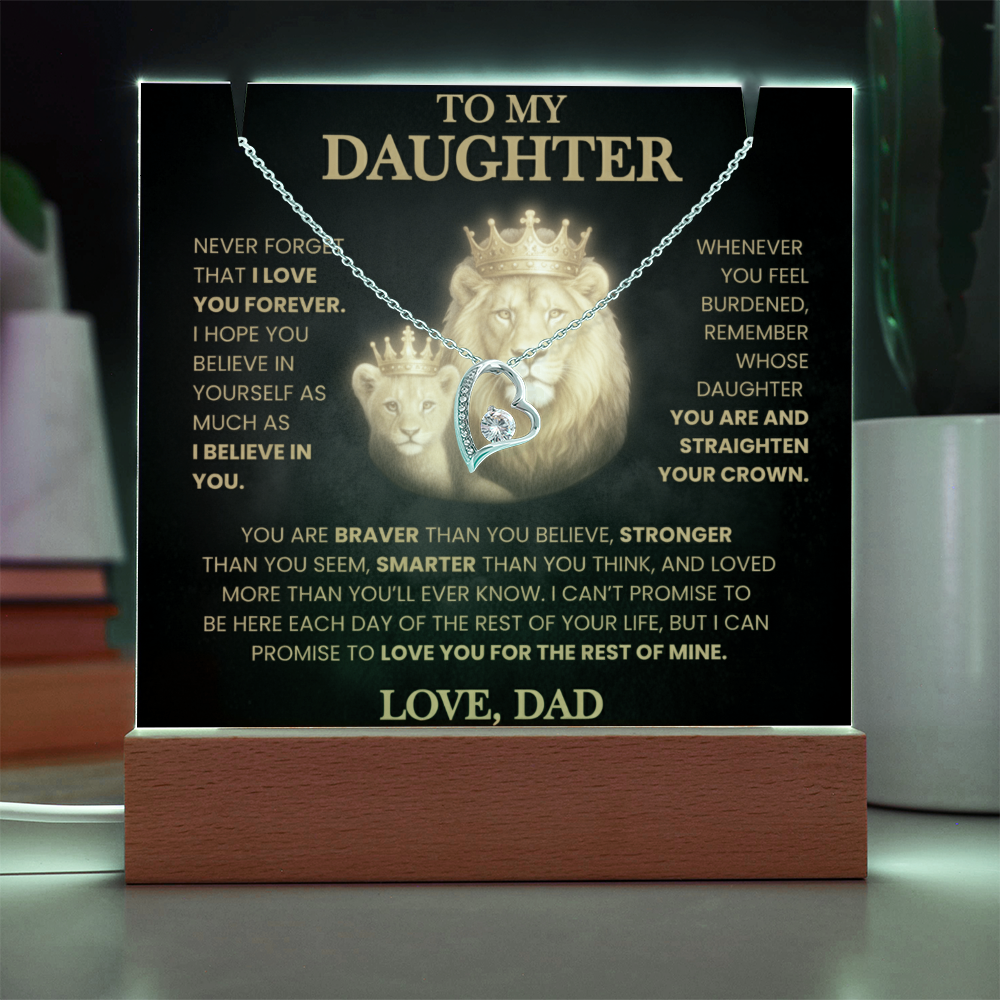 💖 To My Daughter| Radiant Love Acrylic Plaque & Heirloom Necklace Bundle