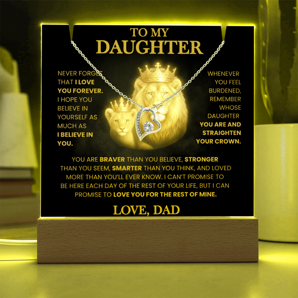 💖 To My Daughter| Radiant Love Acrylic Plaque & Heirloom Necklace Bundle