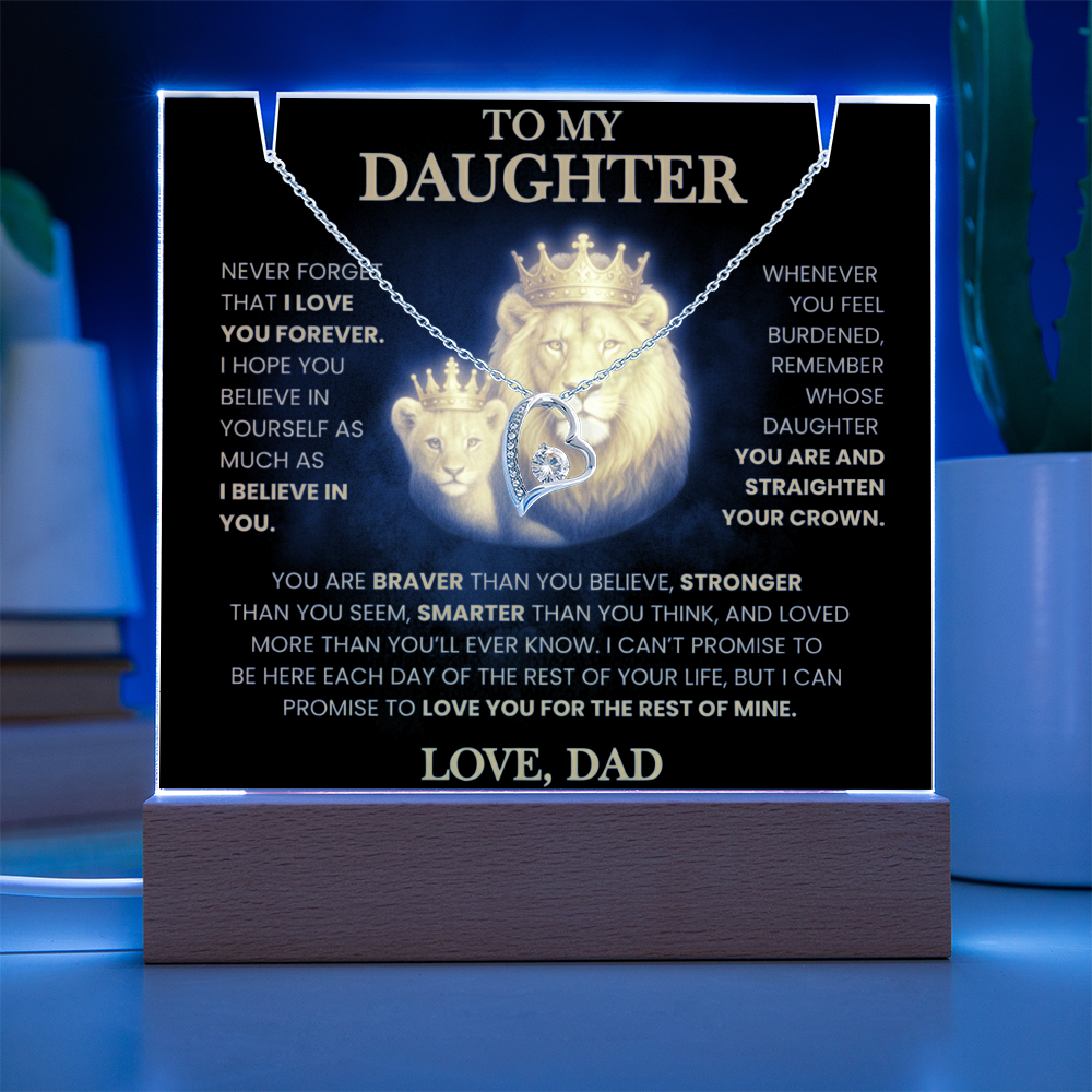 💖 To My Daughter| Radiant Love Acrylic Plaque & Heirloom Necklace Bundle