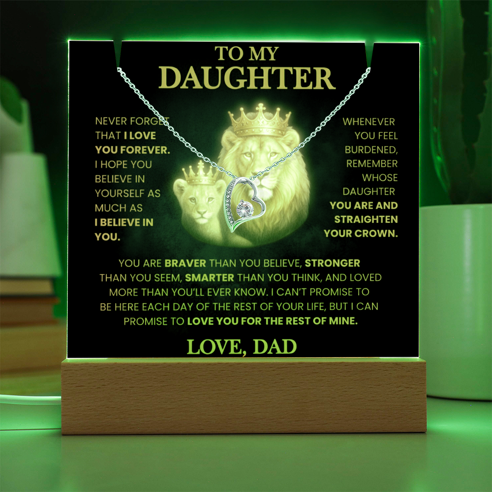 💖 To My Daughter| Radiant Love Acrylic Plaque & Heirloom Necklace Bundle