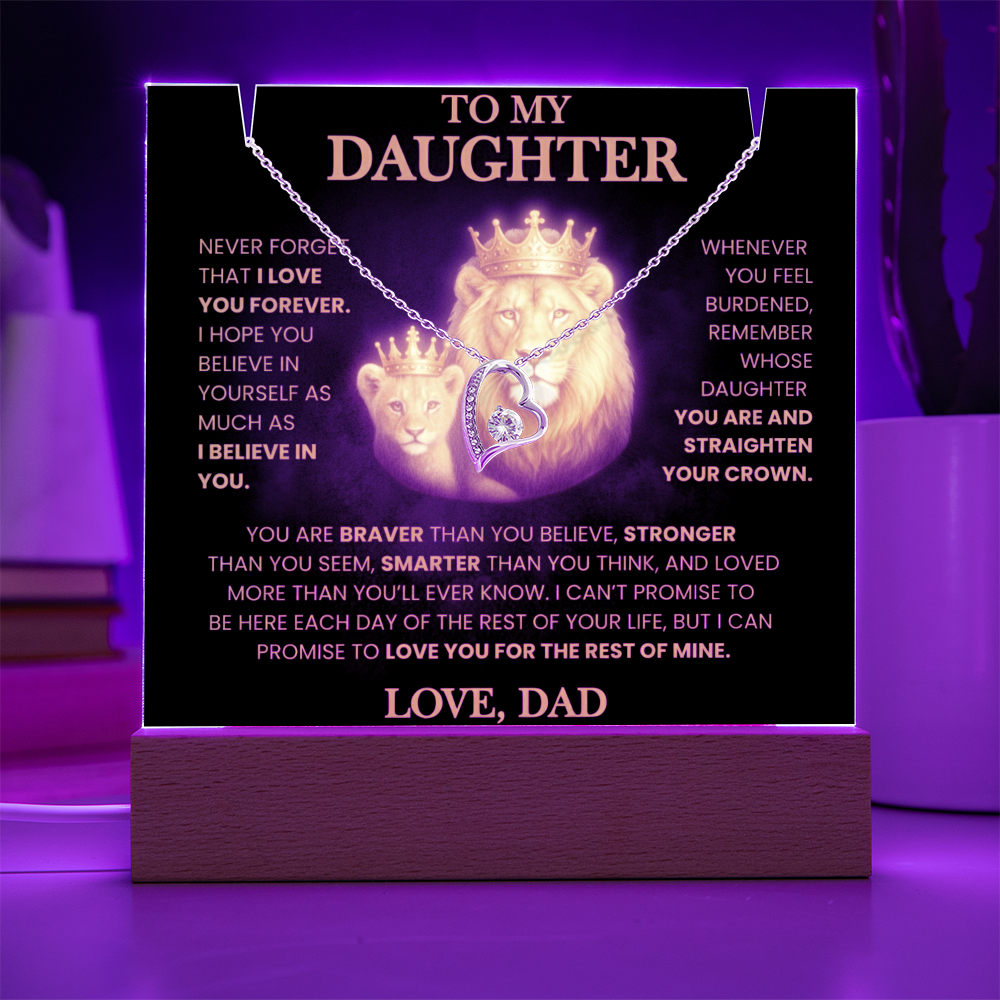💖 To My Daughter| Radiant Love Acrylic Plaque & Heirloom Necklace Bundle