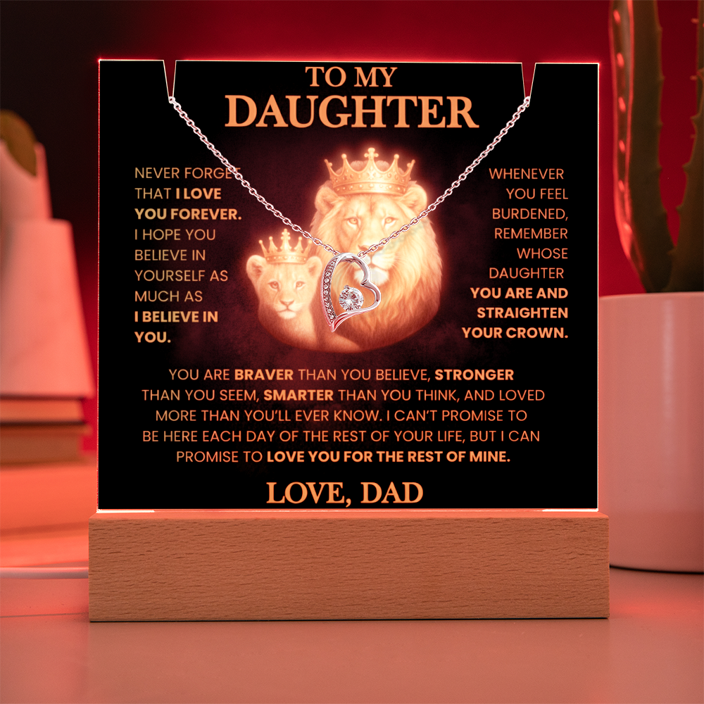 💖 To My Daughter| Radiant Love Acrylic Plaque & Heirloom Necklace Bundle
