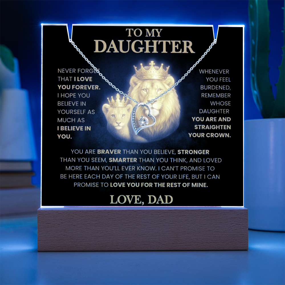 💖 To My Daughter| Radiant Love Acrylic Plaque & Heirloom Necklace Bundle