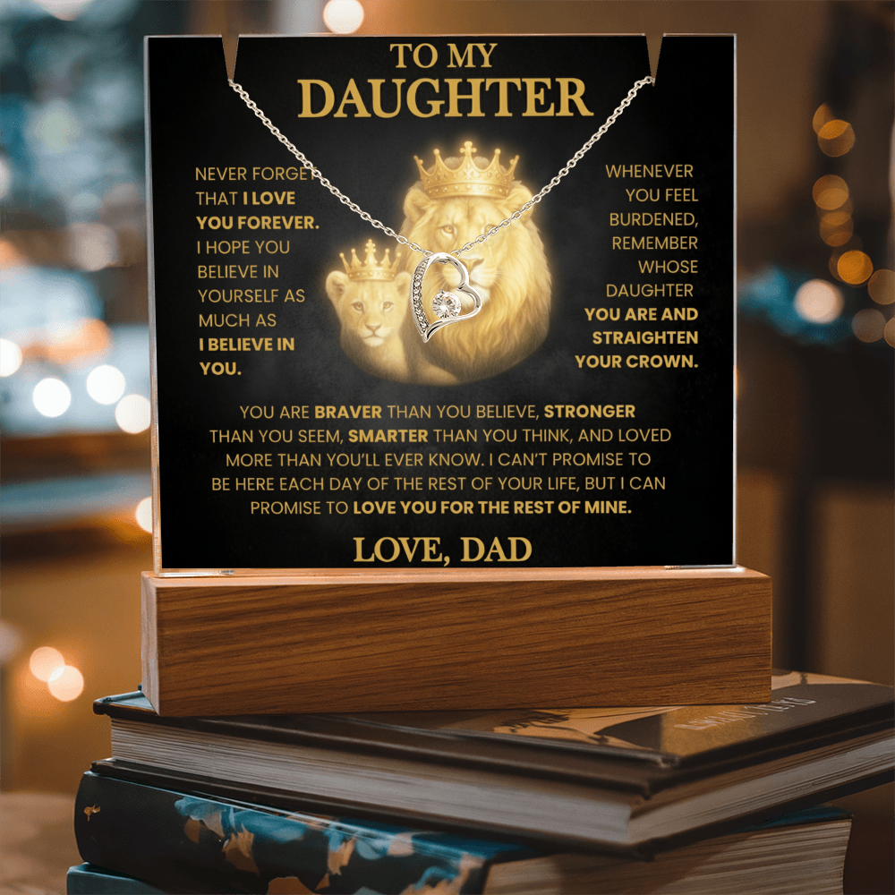 💖 To My Daughter| Radiant Love Acrylic Plaque & Heirloom Necklace Bundle