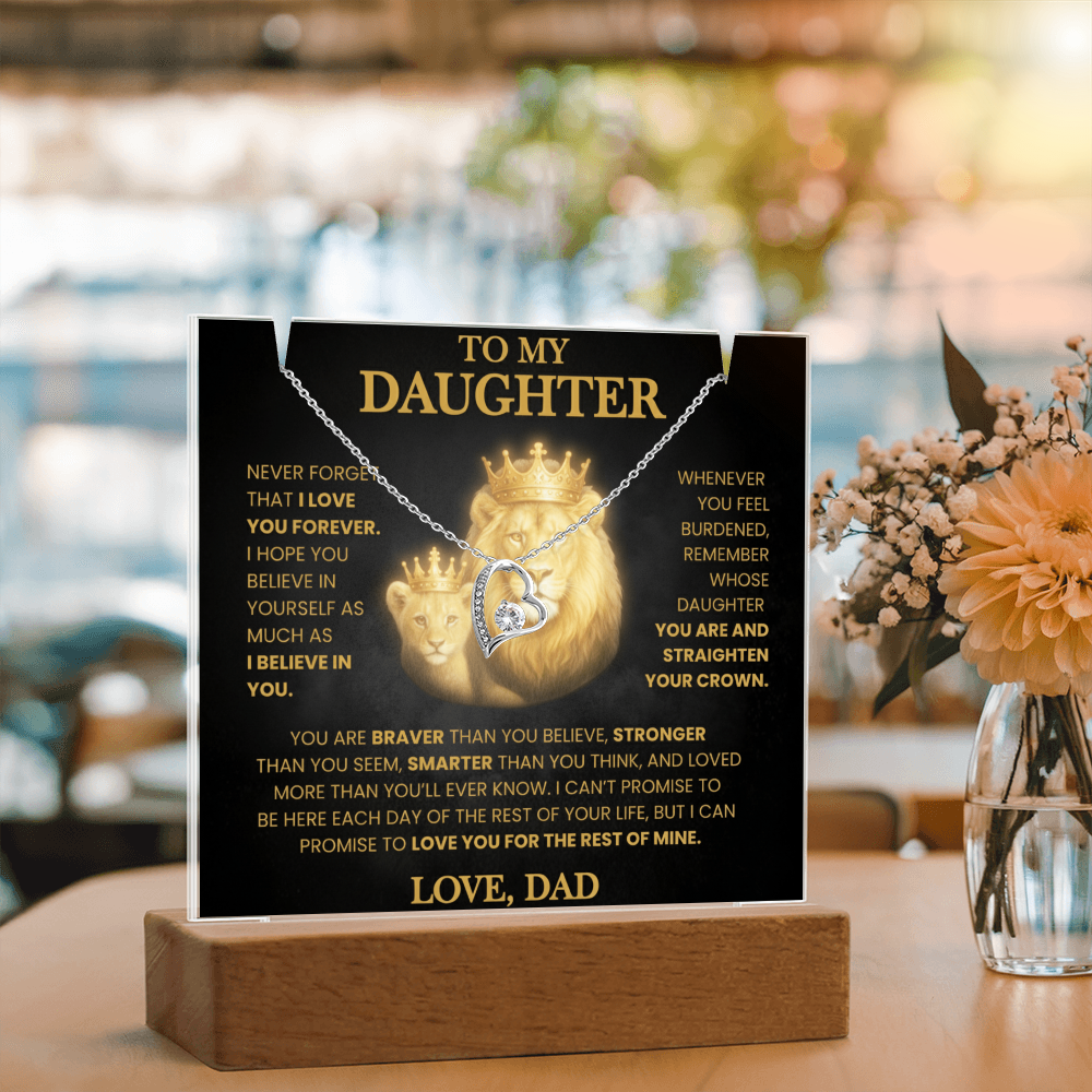 💖 To My Daughter| Radiant Love Acrylic Plaque & Heirloom Necklace Bundle