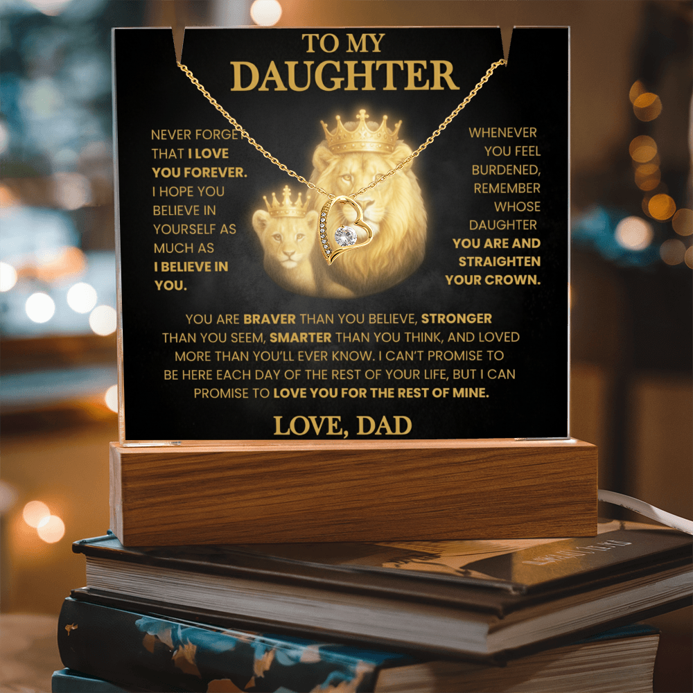💖 To My Daughter| Radiant Love Acrylic Plaque & Heirloom Necklace Bundle