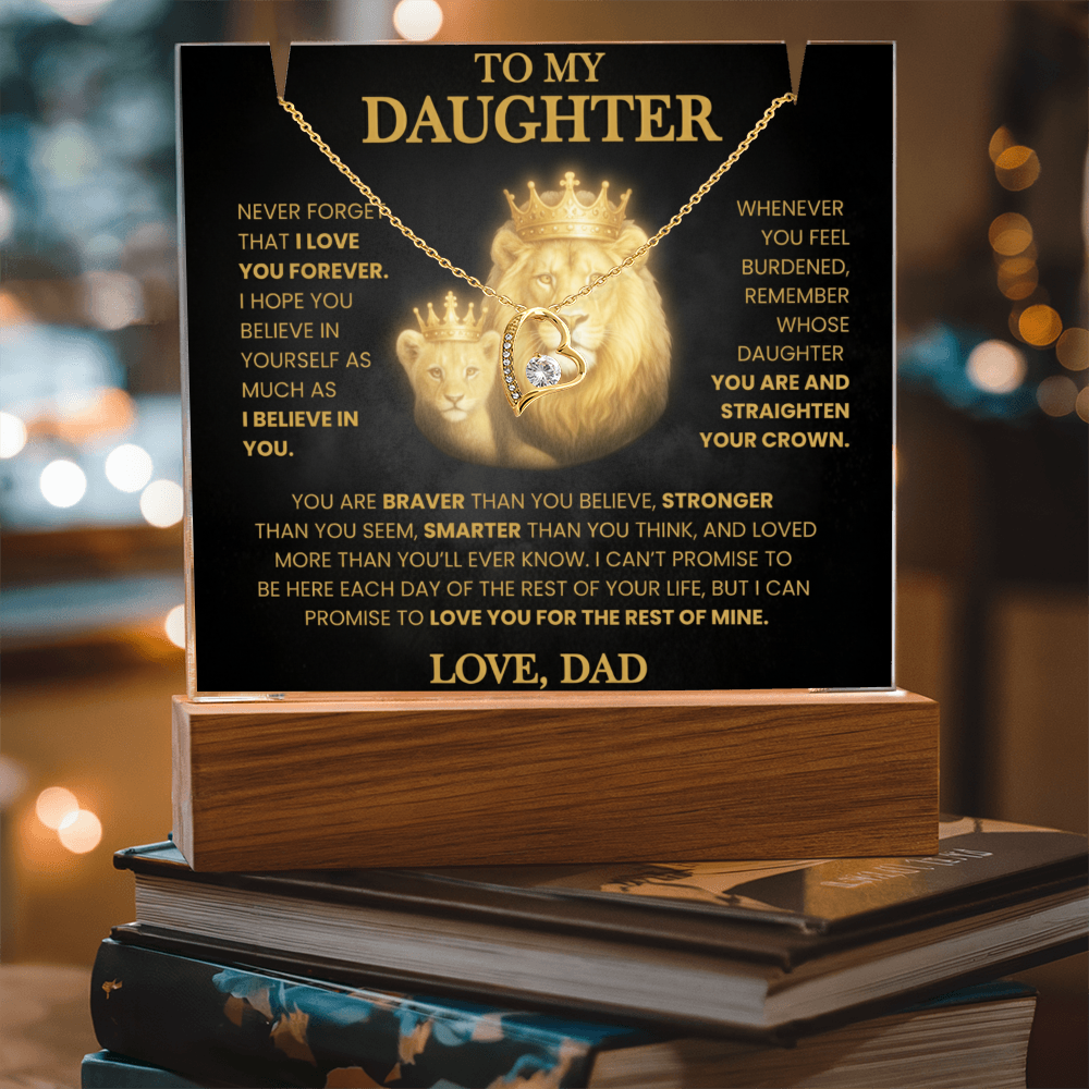 💖 To My Daughter| Radiant Love Acrylic Plaque & Heirloom Necklace Bundle
