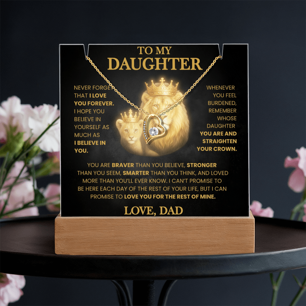 💖 To My Daughter| Radiant Love Acrylic Plaque & Heirloom Necklace Bundle