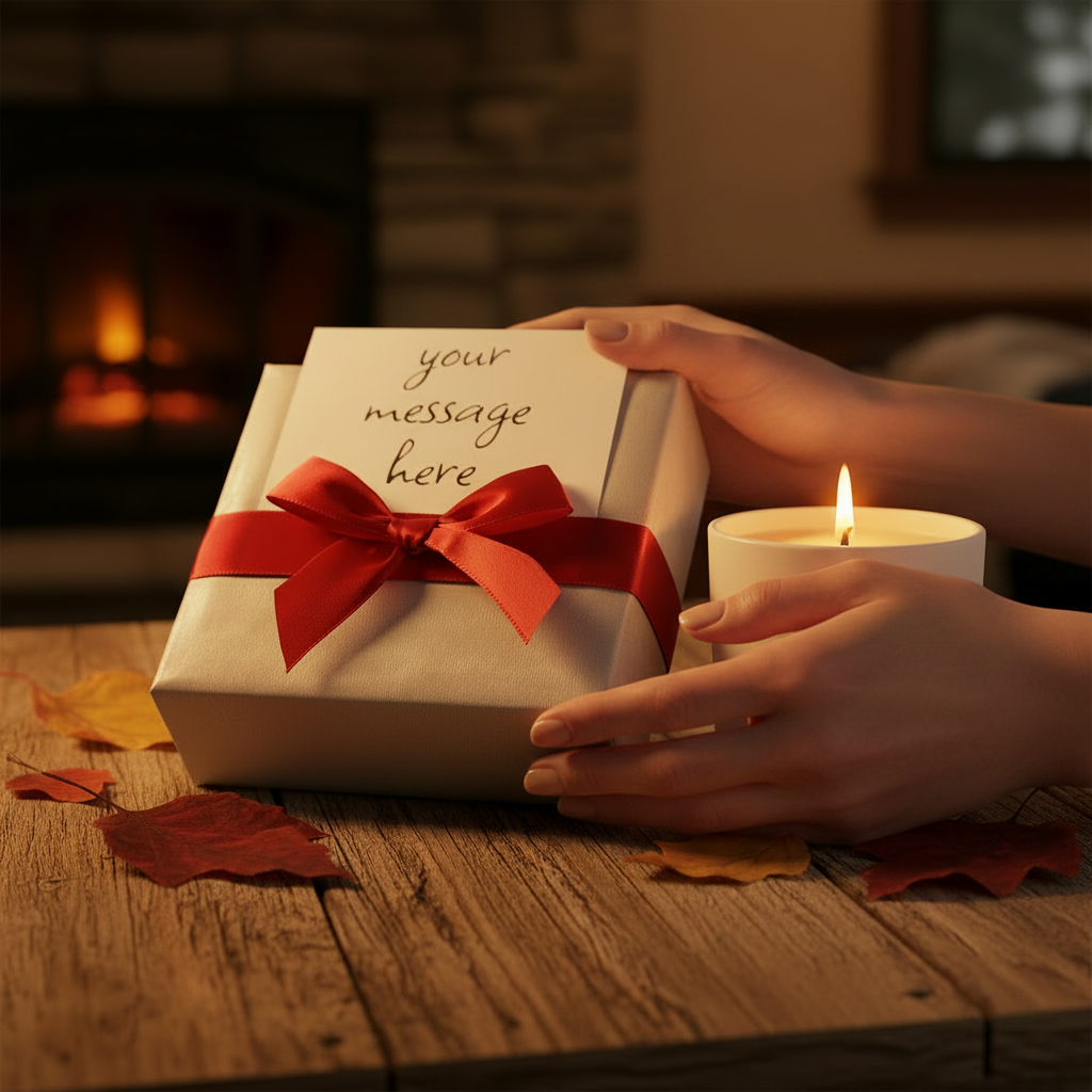 Evergreen Keepsakes gift wrapping service, wrapping detail shown close up with ribbon | Evergreen Keepsakes